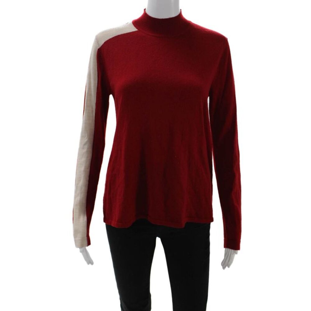 PH5 Unisex Red Mock Neck Pullover Sweater Long Sleeve Wool Blend Size M